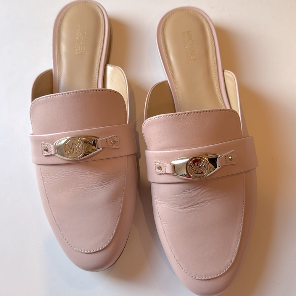 Michael Kors Tilly Leather Mules Soft Pink Sz 8.5